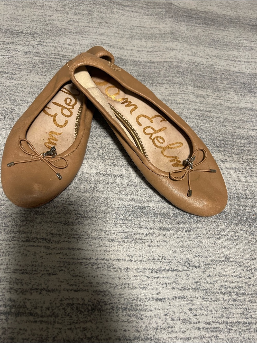 Sam Edelman Cognac Leather Bow Ballet Flats